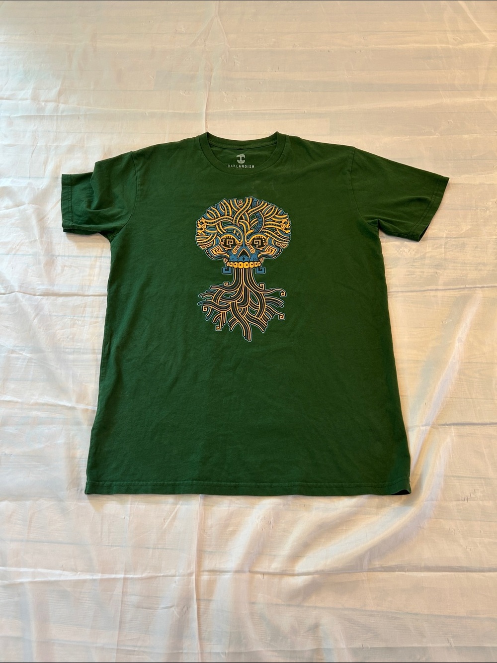 Dark Green Short Sleeve Graphic Tee - Tree of Life Design